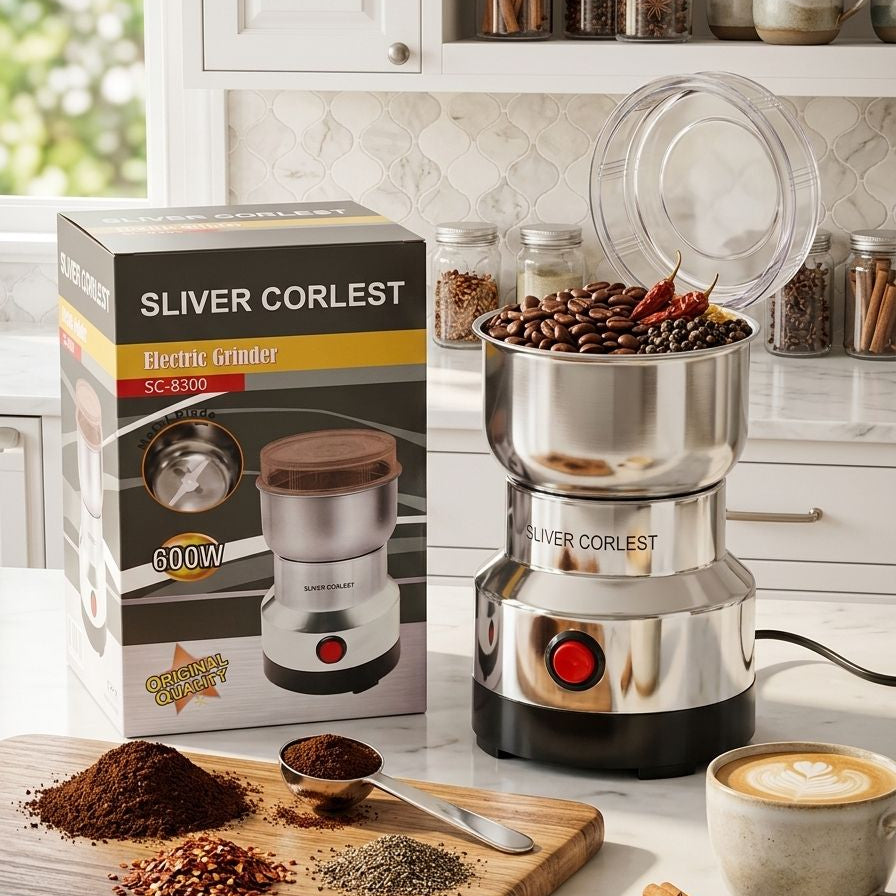 Moulin Électrique 600W en Acier Inoxydable – Puissance & Précision pour Café et Épices