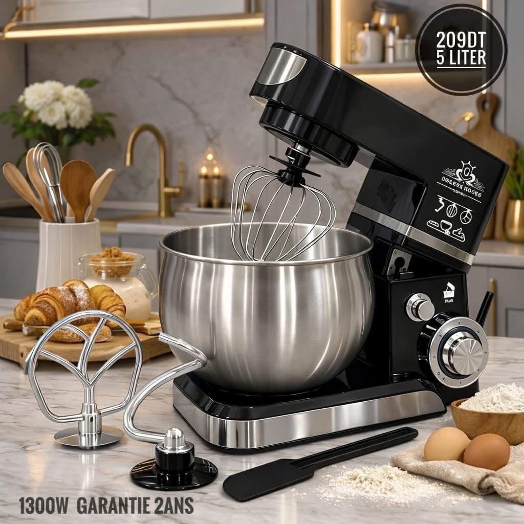 Pétrin Électrique 5 Litres 1300W – Puissance & Performance pour Vos Pâtisseries 🍰✨