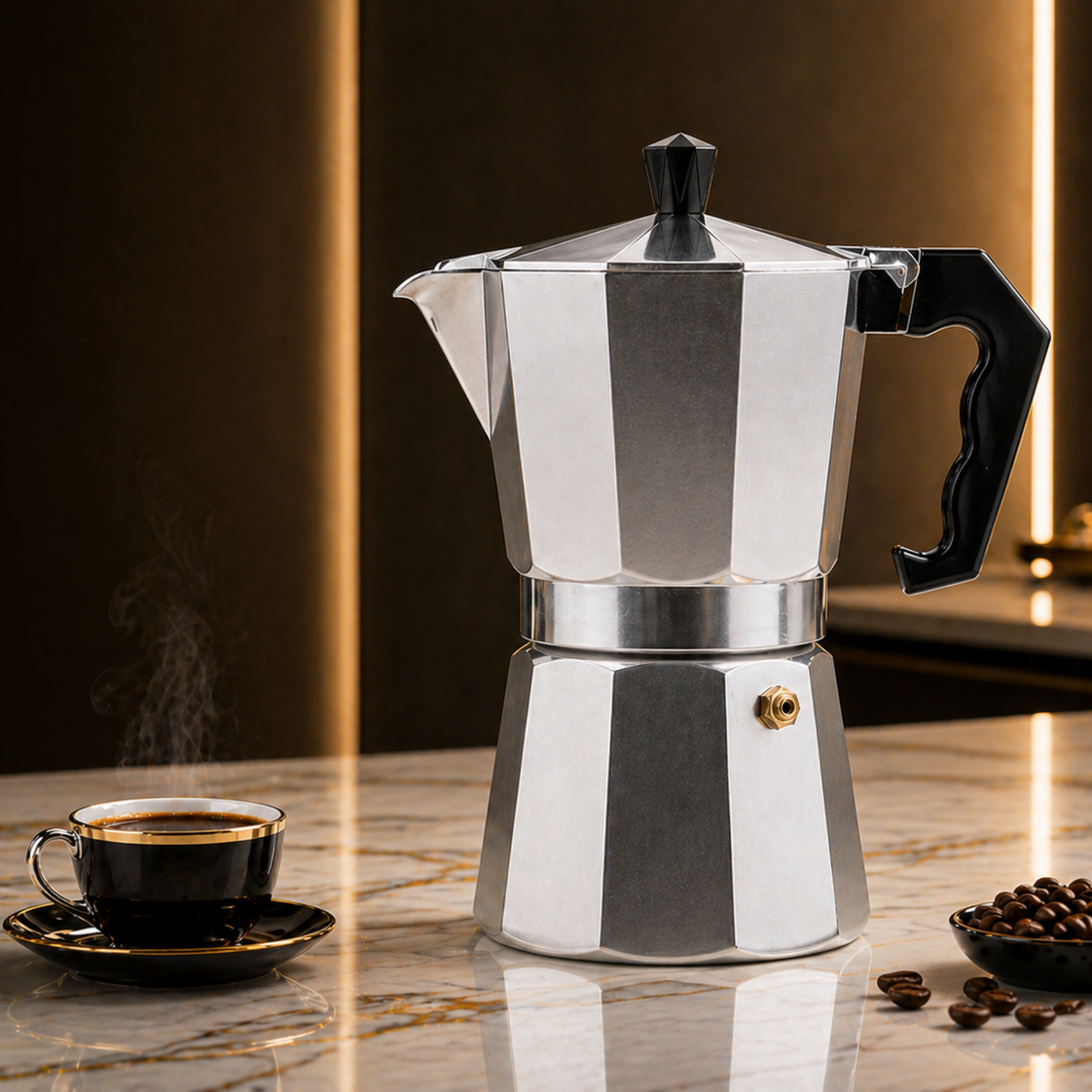 1. Cafetière Moka Grand Format – Pour les grands moments café
