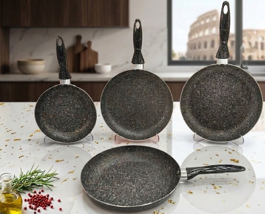 Set de 4 poêles en granite premium – Antiadhésives & ultra résistantes