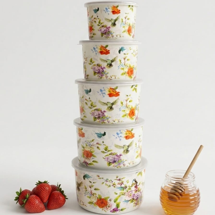 🌸5 Lunch Box Inox imprimé floral