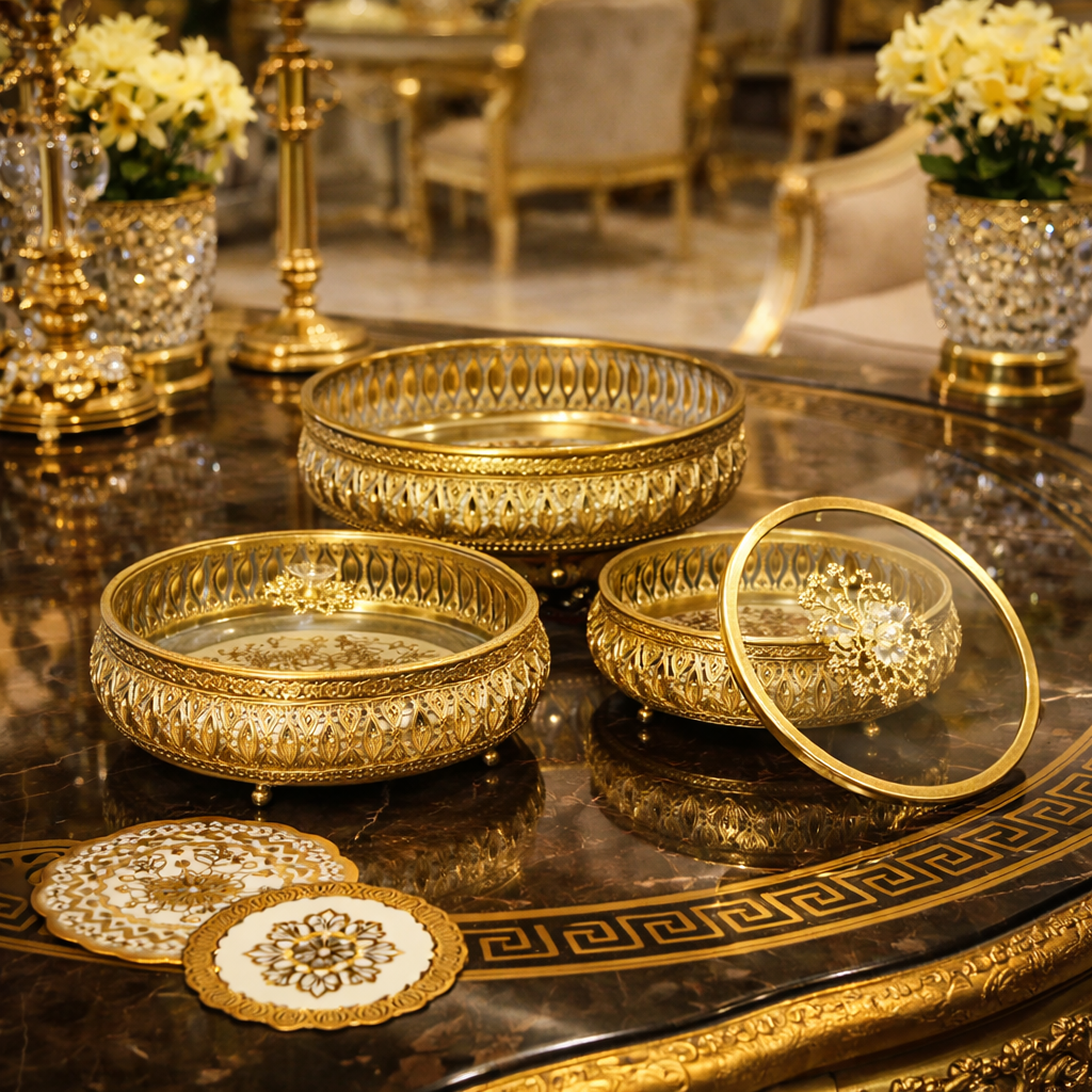 • 3 Bonbonnières rondes ✨Élégantes – Décoration de Table Haut de Gamme