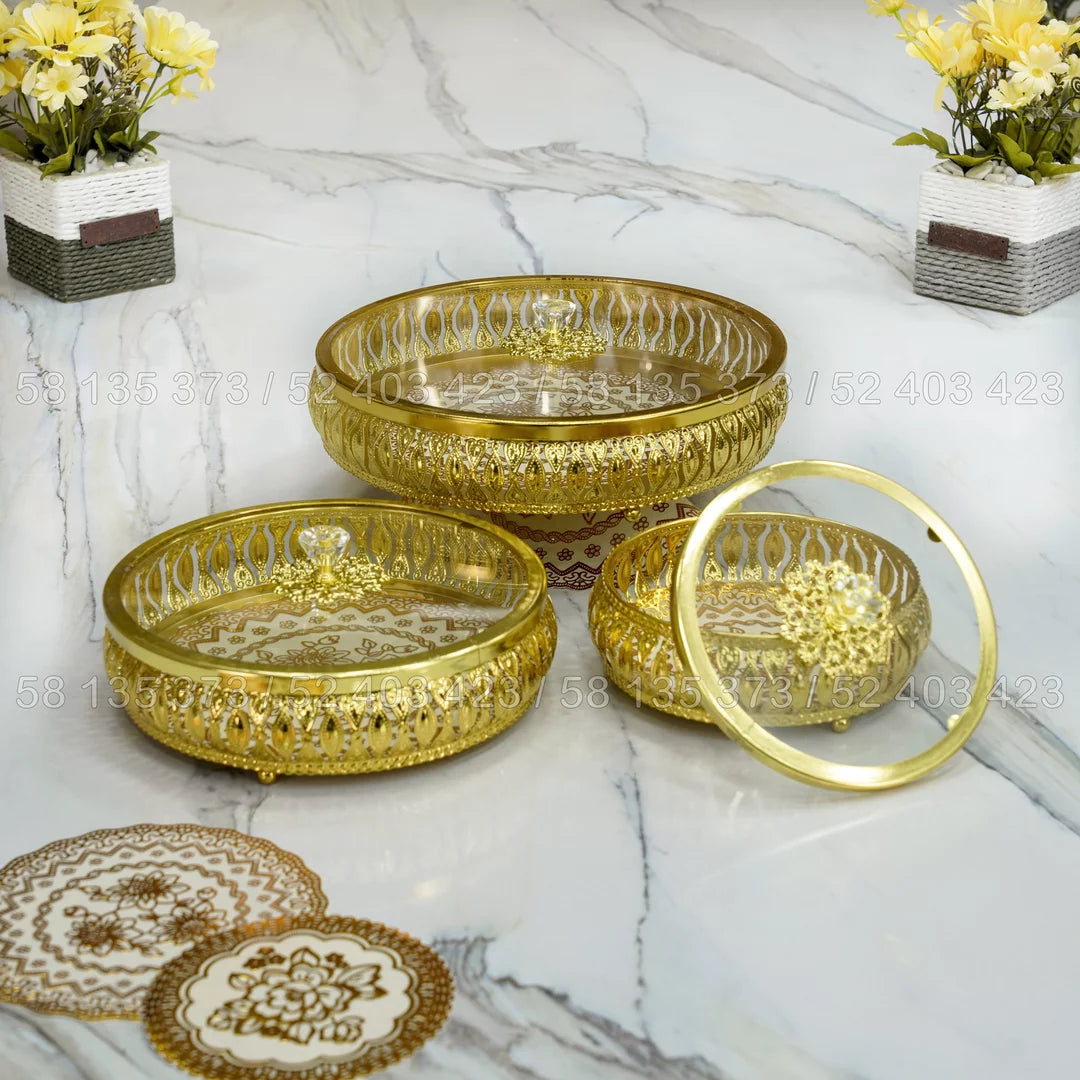 • 3 Bonbonnières rondes ✨Élégantes – Décoration de Table Haut de Gamme