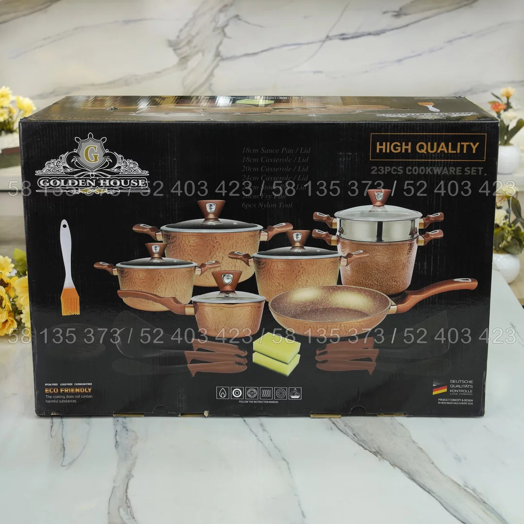 Service Cuisine Granit Effet Cuivre 23 Pièces – Élégance & Performance 🍳✨