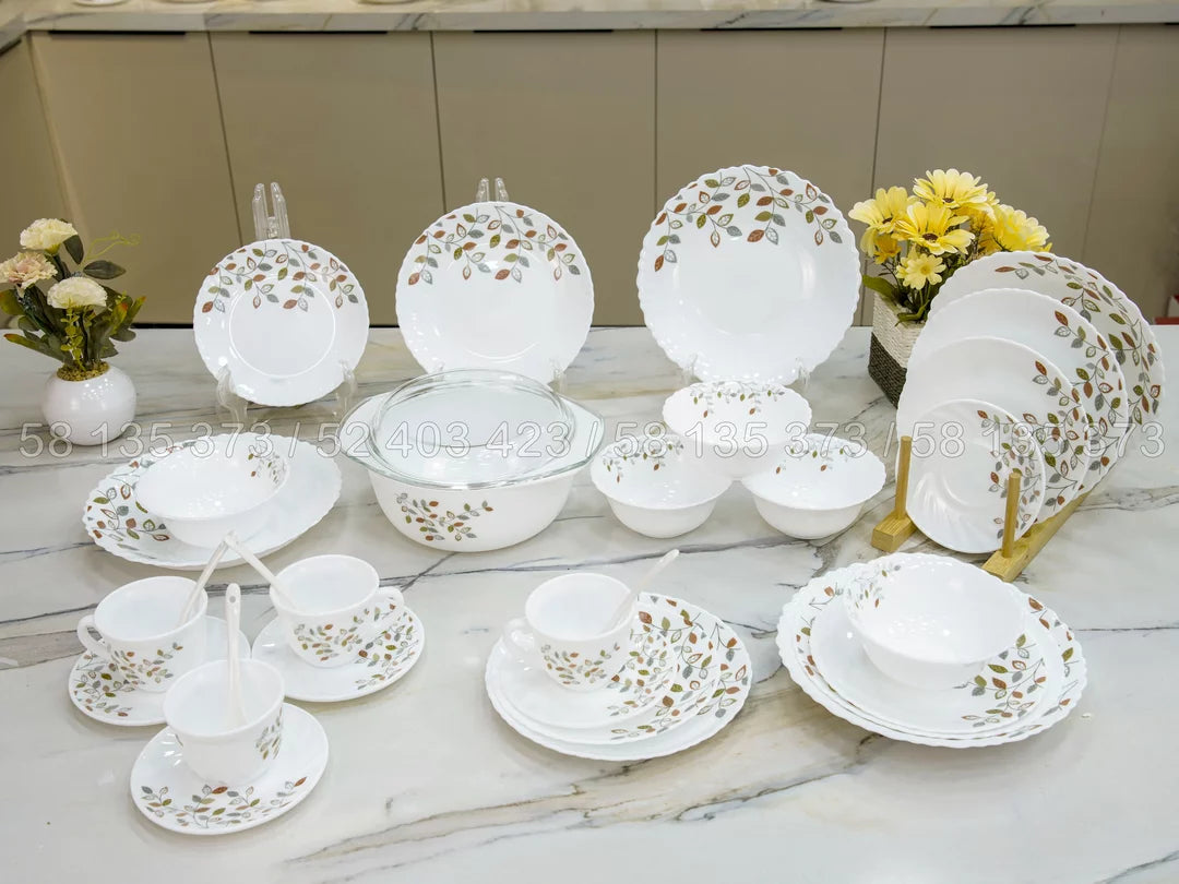 Service de Table 32pièces Complet Motif Feuilles – Élégance Naturelle & Design Raffiné 🍃🍽️