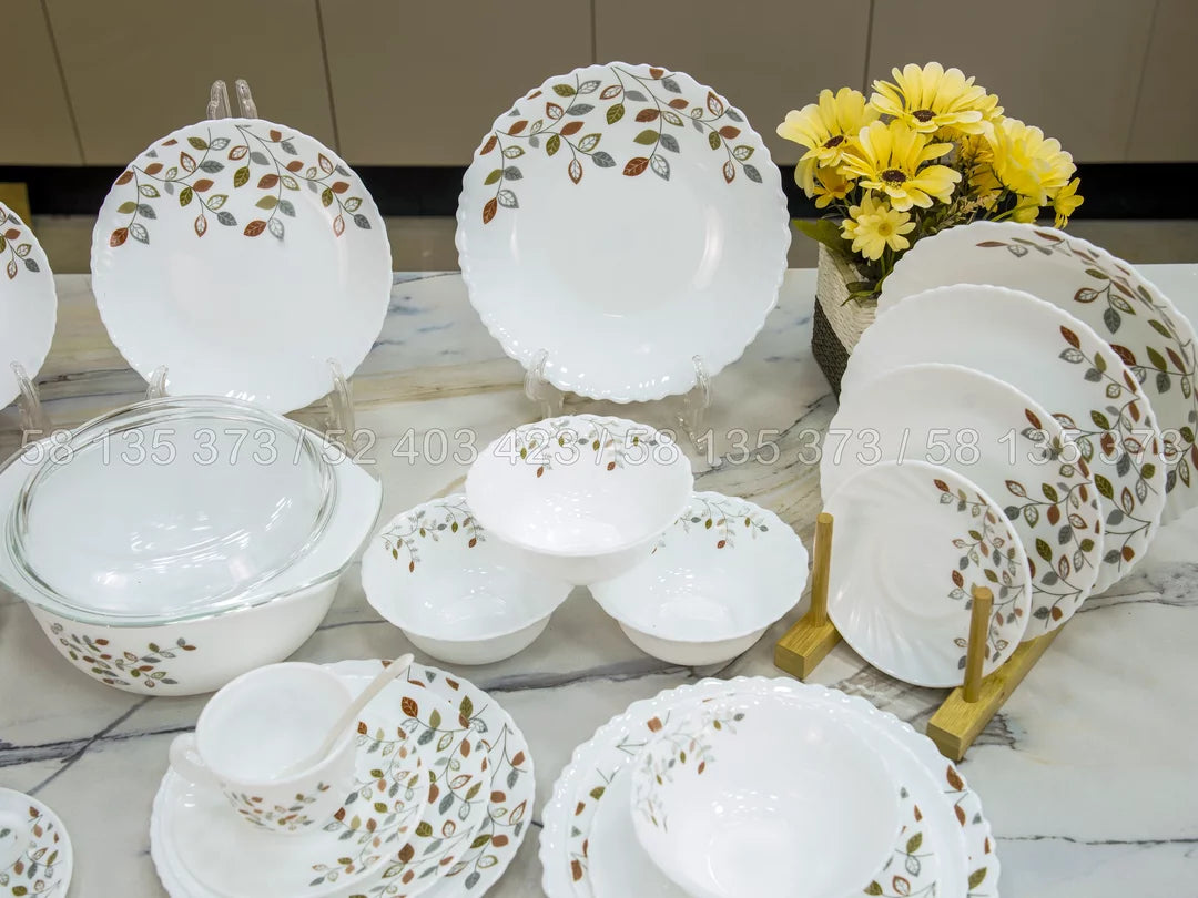Service de Table 32pièces Complet Motif Feuilles – Élégance Naturelle & Design Raffiné 🍃🍽️
