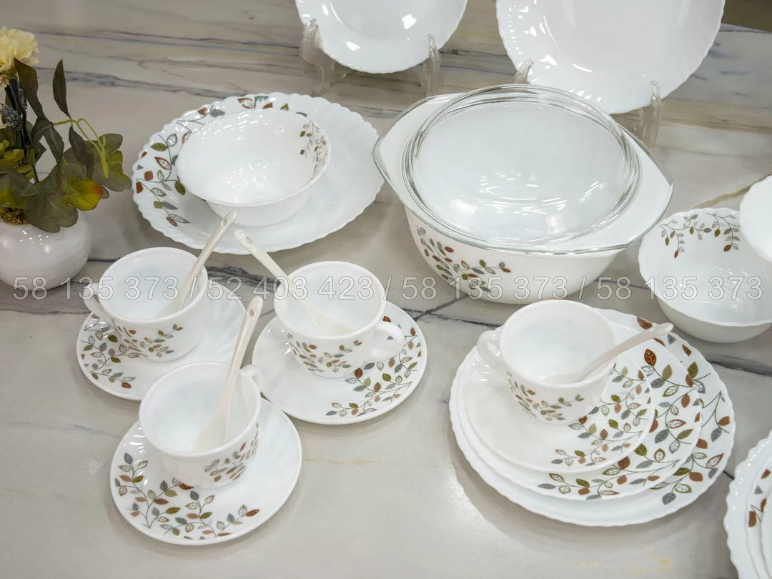 Service de Table 32pièces Complet Motif Feuilles – Élégance Naturelle & Design Raffiné 🍃🍽️