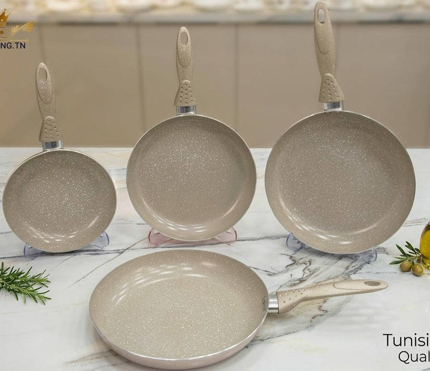 Set de 4 poêles en granite premium – Antiadhésives & ultra résistantes