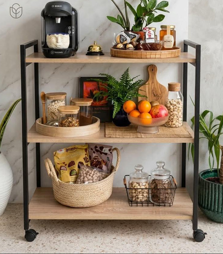 Étagère de Cuisine Moderne à 3 Niveaux – Design Élégant & Rangement Pratique pour un Intérieur Organisé