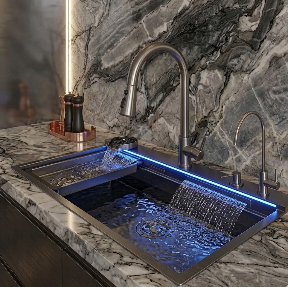 Lavabo de cuisine smart & multifonction avec système intelligent intégré