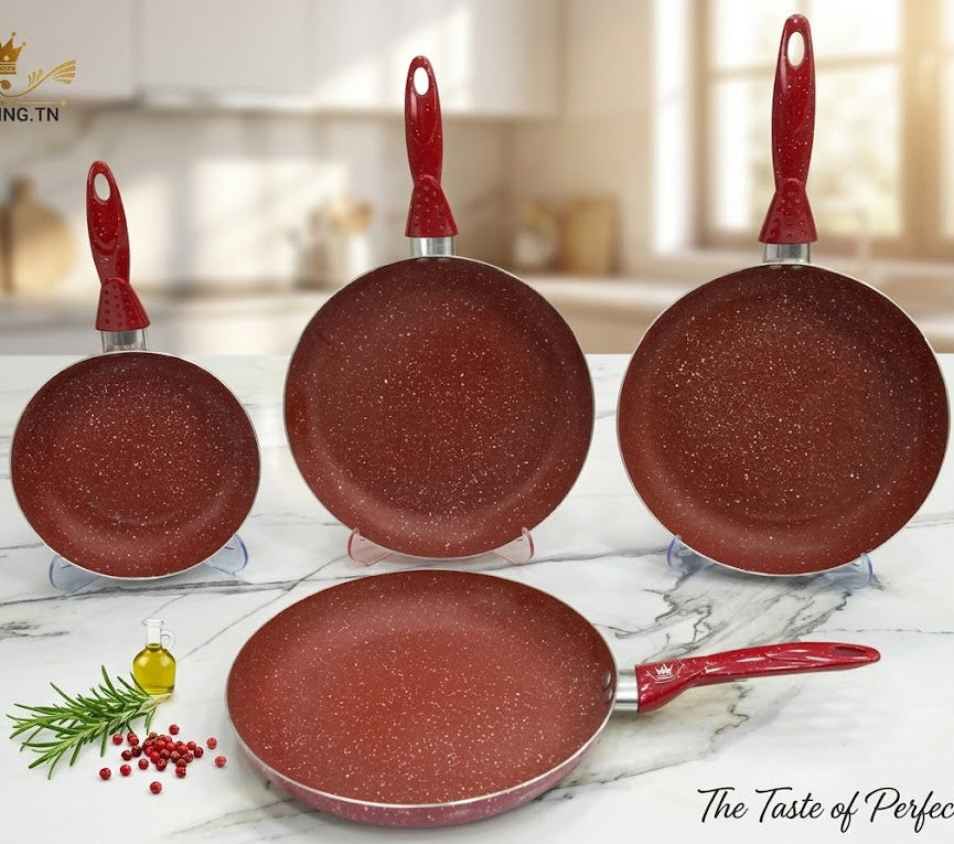 Set de 4 poêles en granite premium – Antiadhésives & ultra résistantes