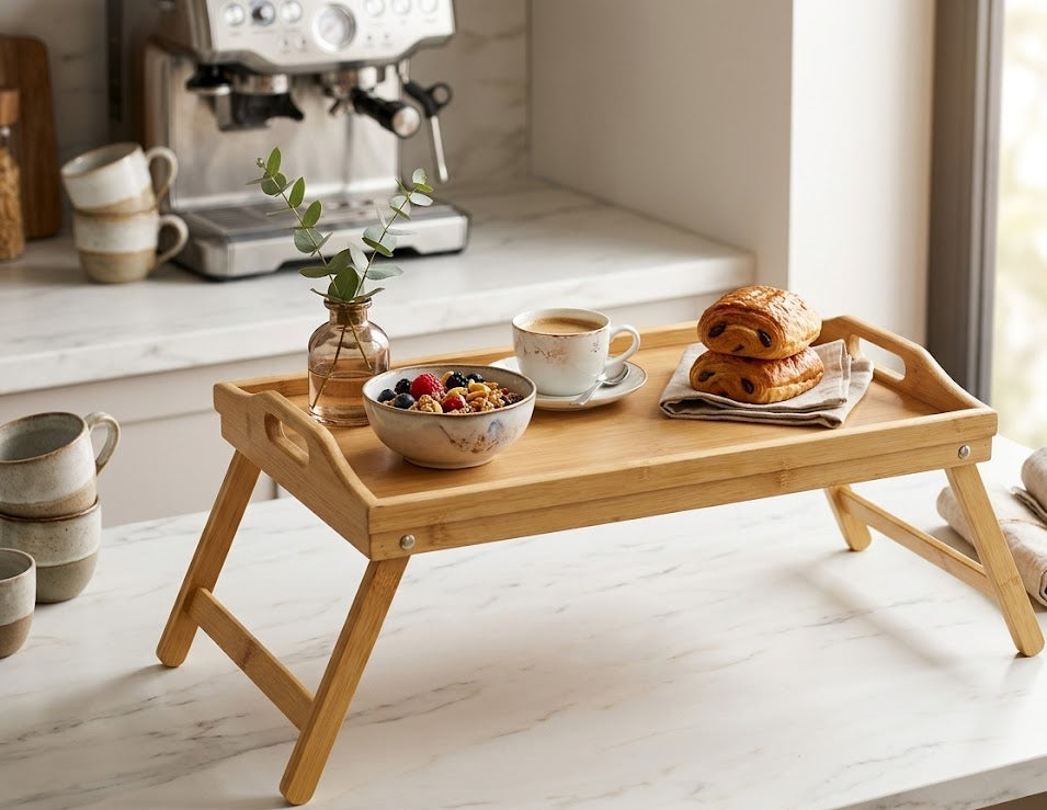 Plateau Petit Déjeuner en Bois – Élégant & Pratique
