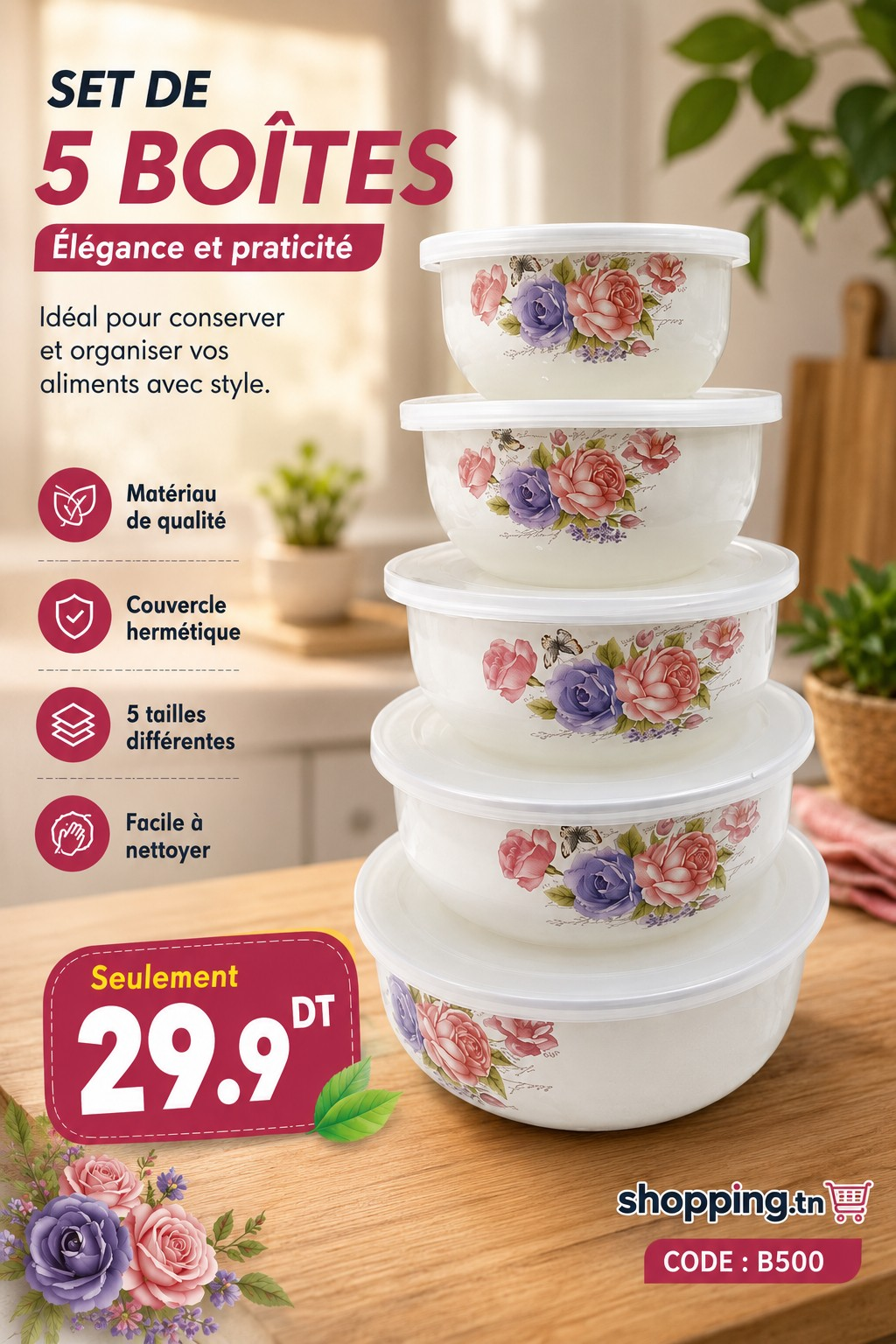 frigo ver 5pcs fleuris 29.9