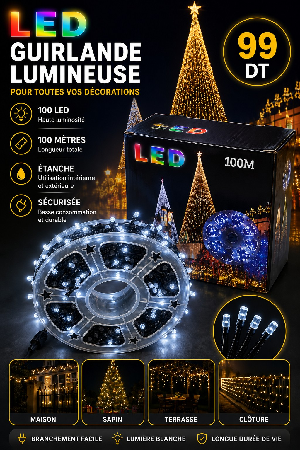 -Led ambiance 50(metres) 55dt - 100(metres) 99dt
